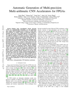 Automatic Generation of Multi-precision Multi-arithmetic CNN
  Accelerators for FPGAs