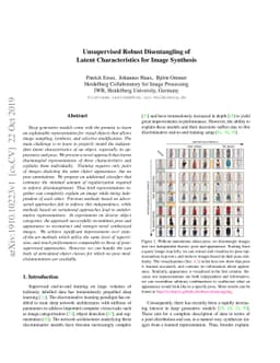 Unsupervised Robust Disentangling of Latent Characteristics for Image
  Synthesis