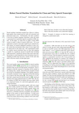 Robust Neural Machine Translation for Clean and Noisy Speech Transcripts
