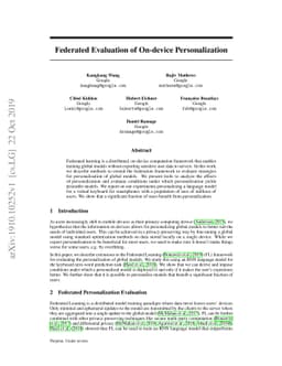 Federated Evaluation of On-device Personalization