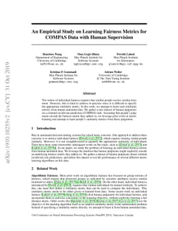 An Empirical Study on Learning Fairness Metrics for COMPAS Data with
  Human Supervision