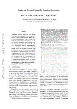 Capturing Greater Context for Question Generation