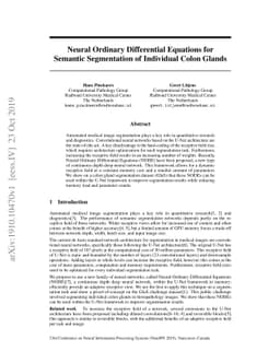 Neural Ordinary Differential Equations for Semantic Segmentation of
  Individual Colon Glands