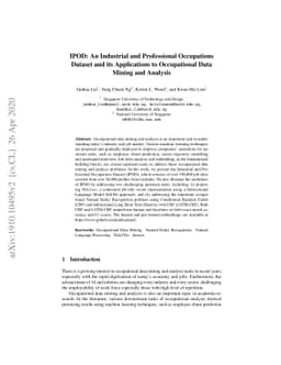 IPOD: An Industrial and Professional Occupations Dataset and its
  Applications to Occupational Data Mining and Analysis