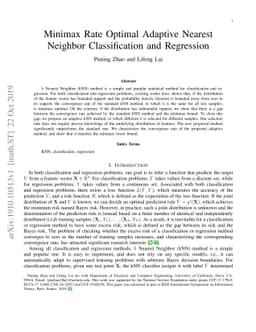 Minimax Rate Optimal Adaptive Nearest Neighbor Classification and
  Regression