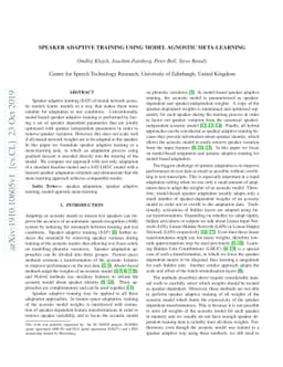 Speaker Adaptive Training using Model Agnostic Meta-Learning