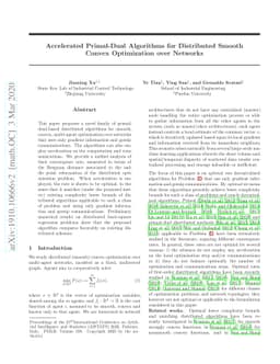 Accelerated Primal-Dual Algorithms for Distributed Smooth Convex
  Optimization over Networks