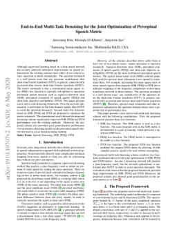 End-to-End Multi-Task Denoising for the Joint Optimization of Perceptual
  Speech Metrics