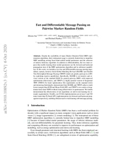 Fast and Differentiable Message Passing on Pairwise Markov Random Fields