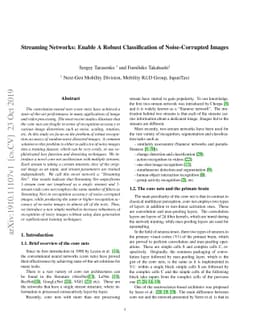Streaming Networks: Enable A Robust Classification of Noise-Corrupted
  Images