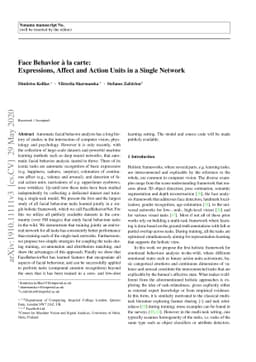 Face Behavior a la carte: Expressions, Affect and Action Units in a
  Single Network