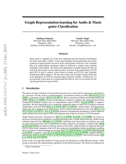 Graph Representation learning for Audio & Music genre Classification