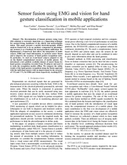 Sensor fusion using EMG and vision for hand gesture classification in
  mobile applications