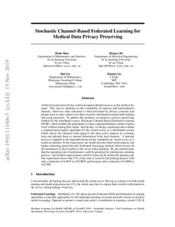 Stochastic Channel-Based Federated Learning for Medical Data Privacy
  Preserving