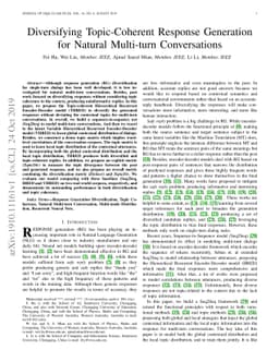 Diversifying Topic-Coherent Response Generation for Natural Multi-turn
  Conversations