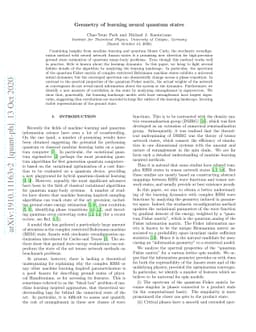 Geometry of learning neural quantum states