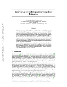 Accurate Layerwise Interpretable Competence Estimation
