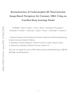 Reconstruction of Undersampled 3D Non-Cartesian Image-Based Navigators
  for Coronary MRA Using an Unrolled Deep Learning Model
