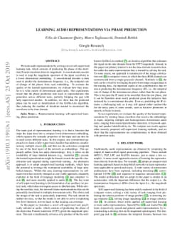 Learning audio representations via phase prediction