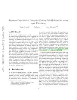 Bayesian Experimental Design for Finding Reliable Level Set under Input
  Uncertainty