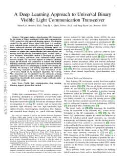A Deep Learning Approach to Universal Binary Visible Light Communication
  Transceiver