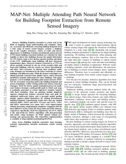 MAP-Net: Multi Attending Path Neural Network for Building Footprint
  Extraction from Remote Sensed Imagery