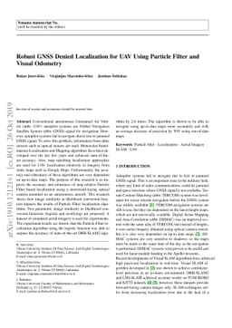 Robust GNSS Denied Localization for UAV Using Particle Filter and Visual
  Odometry