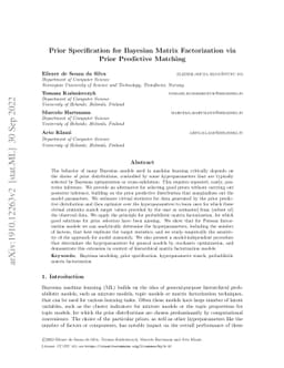 Prior Specification for Bayesian Matrix Factorization via Prior
  Predictive Matching