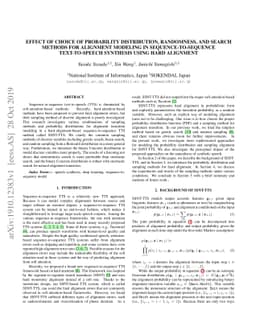 Effect of choice of probability distribution, randomness, and search
  methods for alignment modeling in sequence-to-sequence text-to-speech
  synthesis using hard alignment