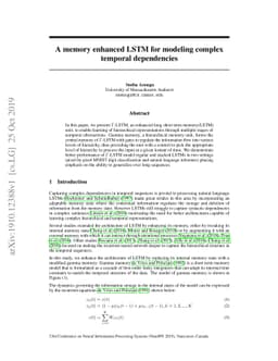 A memory enhanced LSTM for modeling complex temporal dependencies