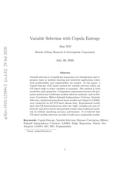 Variable Selection with Copula Entropy