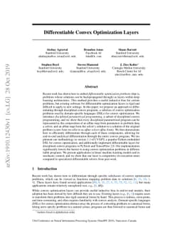 Differentiable Convex Optimization Layers