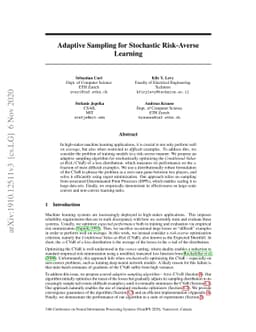 Adaptive Sampling for Stochastic Risk-Averse Learning