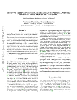 Detecting Multiple Speech Disfluencies using a Deep Residual Network
  with Bidirectional Long Short-Term Memory