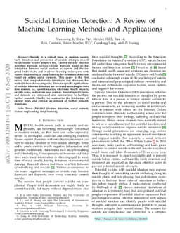 Suicidal Ideation Detection: A Review of Machine Learning Methods and
  Applications