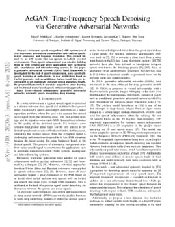 AeGAN: Time-Frequency Speech Denoising via Generative Adversarial
  Networks