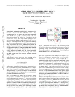 Model selection for deep audio source separation via clustering analysis
