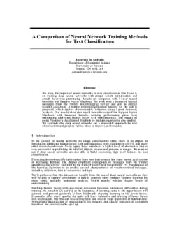 A Comparison of Neural Network Training Methods for Text Classification
