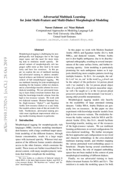 Adversarial Multitask Learning for Joint Multi-Feature and Multi-Dialect
  Morphological Modeling