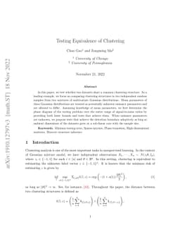 Testing Equivalence of Clustering