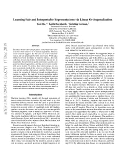 Learning Fair and Interpretable Representations via Linear
  Orthogonalization