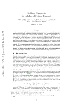 Sinkhorn Divergences for Unbalanced Optimal Transport