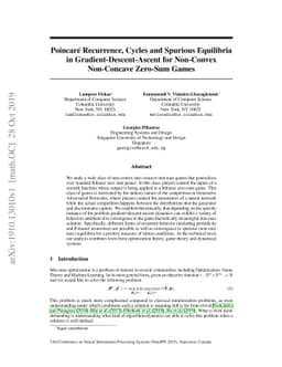 Poincaré Recurrence, Cycles and Spurious Equilibria in
  Gradient-Descent-Ascent for Non-Convex Non-Concave Zero-Sum Games