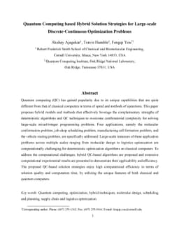 Quantum Computing based Hybrid Solution Strategies for Large-scale
  Discrete-Continuous Optimization Problems