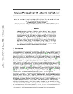 Bayesian Optimization with Unknown Search Space