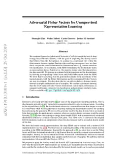 Adversarial Fisher Vectors for Unsupervised Representation Learning