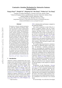 Contrastive Attention Mechanism for Abstractive Sentence Summarization