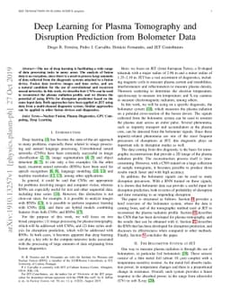 Deep Learning for Plasma Tomography and Disruption Prediction from
  Bolometer Data
