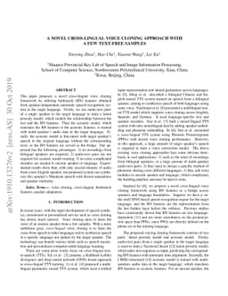 a novel cross-lingual voice cloning approach with a few text-free
  samples