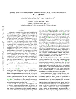 DFSMN-SAN with Persistent Memory Model for Automatic Speech Recognition